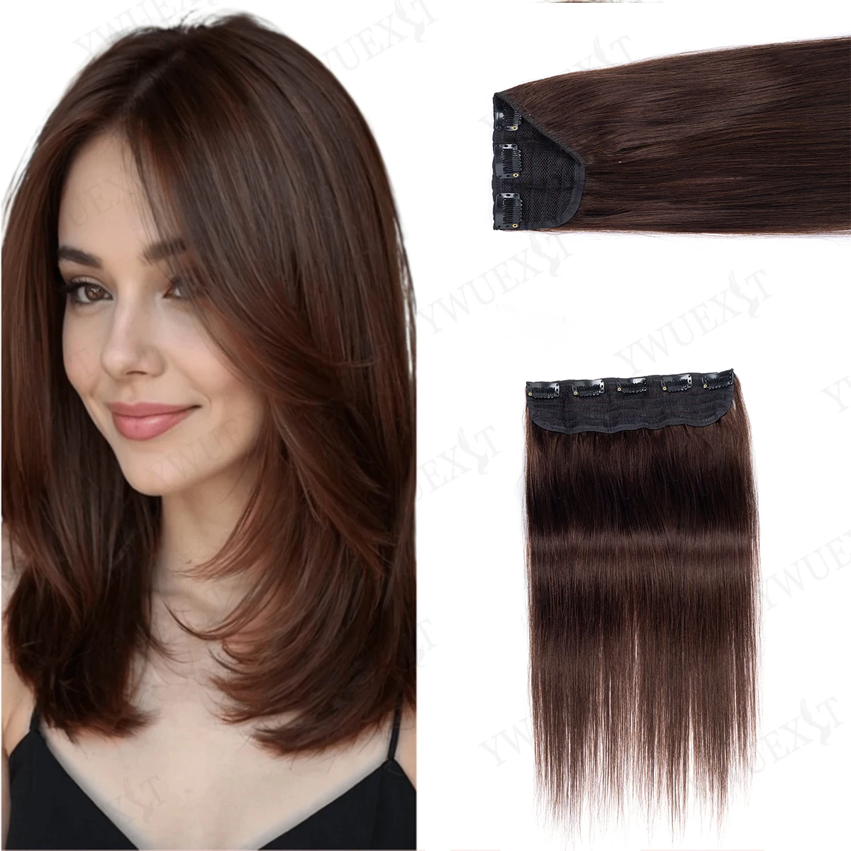 Clip in Hair Extensions Remy Human Hair One Piece Straight Weft 14-22 inch Instant Volume Hair Pieces Easy Clip on Application