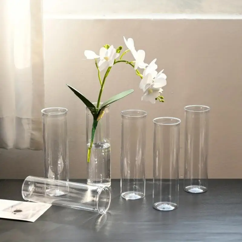 Flower-Wrapping Vases,Transparent Cylindrical Hydroponic Plants Vase,Plastic Shatterproof Modern Clear Flower Vases Centerpiece