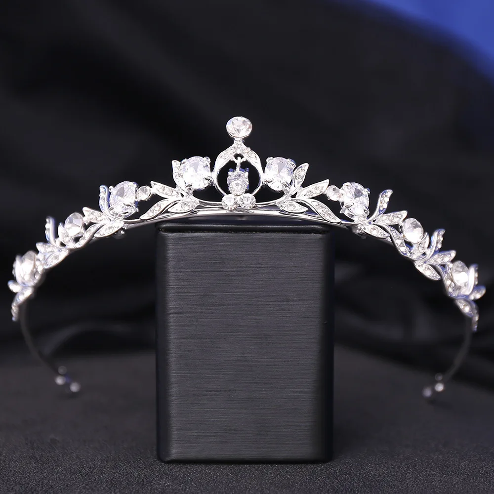 DIEZI Korean Girls Zircone Small Crown Tiaras Women Wedding Bridal Princess Birthday Party Elegant Flower Crystal Accessories