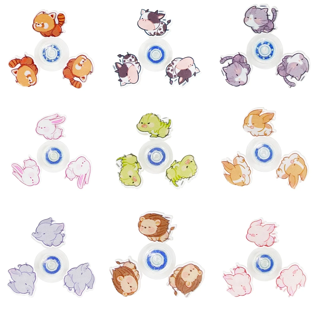 6 pièces créativité coloré Animal Lion vache Mini Fidget doigt Spinners bout des doigts en vrac aléatoire soulagement du Stress jouets sensoriels