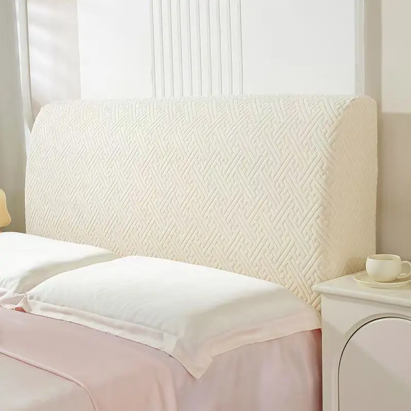 1pc Jacquard Bed Headboard Cover Solid Color Elastic Bed Head Slipcover Leaves Printed All-inclusive Bed Backrest Cover Bedroom view 5