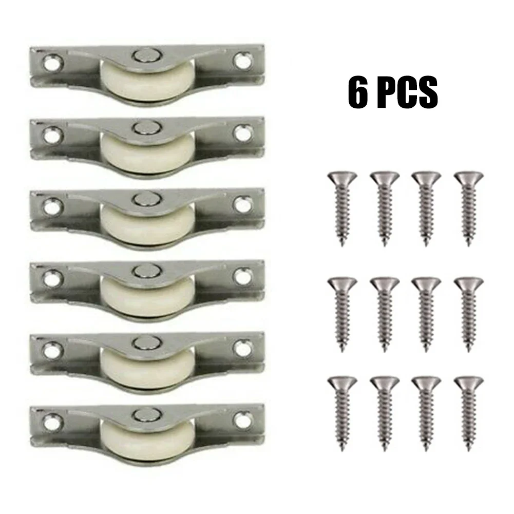 Roller Wheel Pulley For Kitchen For Door Accessories Metal Bracket Practical 6Pcs Door Accessory Plastic+stainless Steel