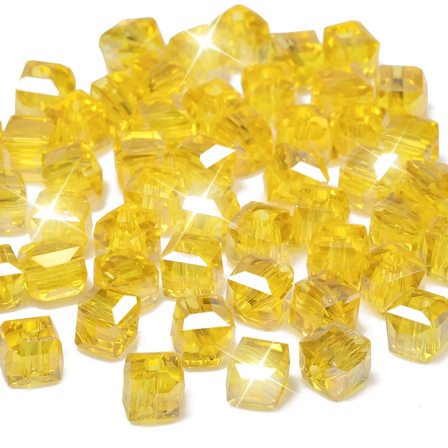 4mm Square Yellow Austrian Crystal Beads Cube Glass Loose Spacer Bead for Jewelry Bracelet Necklace Making DIY  Accessories