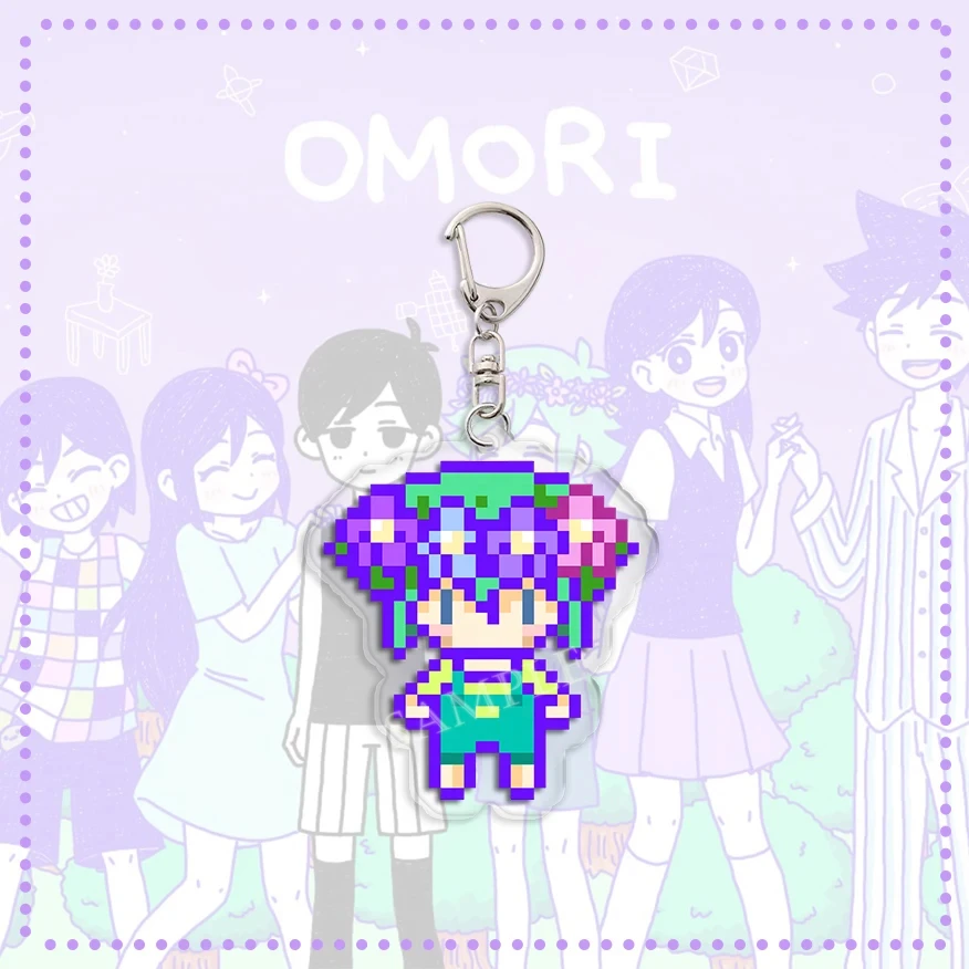 Anime Omori Pixel Schlüsselanhänger Figuren Basilikum Kel Sunny Anhänger Schlüsselanhänger Kette Zubehör Tasche Männer Frauen Geschenk Zubehör