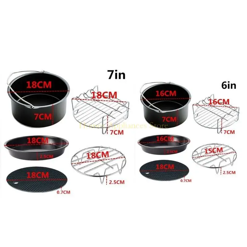 D0AB Noncstick 6-8 بوصة مقلاة الهواء مع شواء الفولاذ المقاوم للصدأ بيتزا عموم