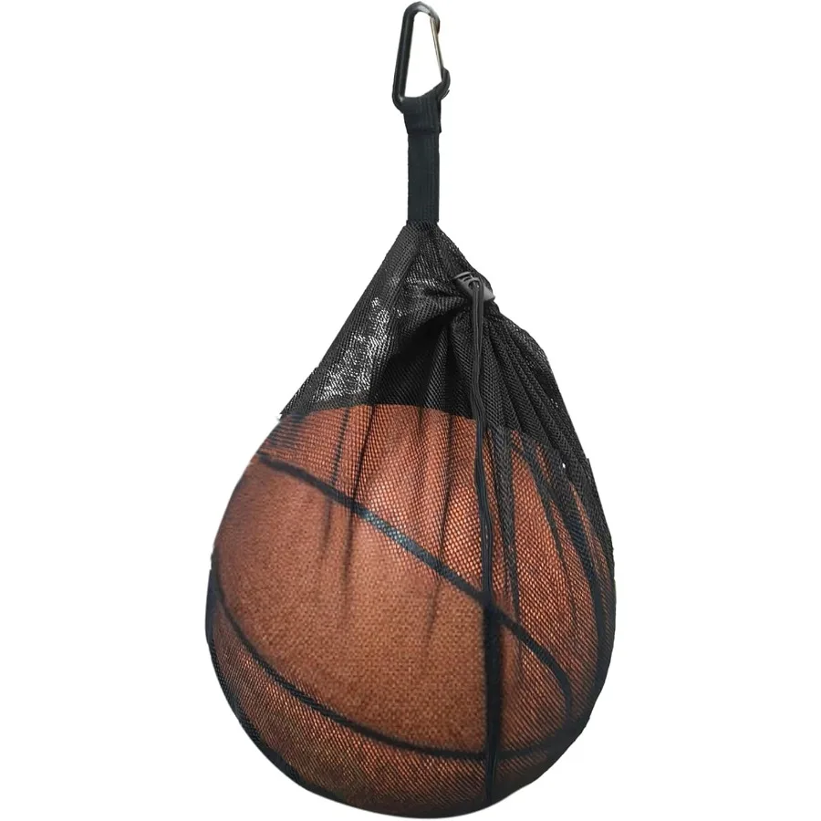Bolsa de pelota individual, organizador de pelotas con cordón y bolsillo con cremallera para transportar pelotas de baloncesto, fútbol y pelotas de voleibol
