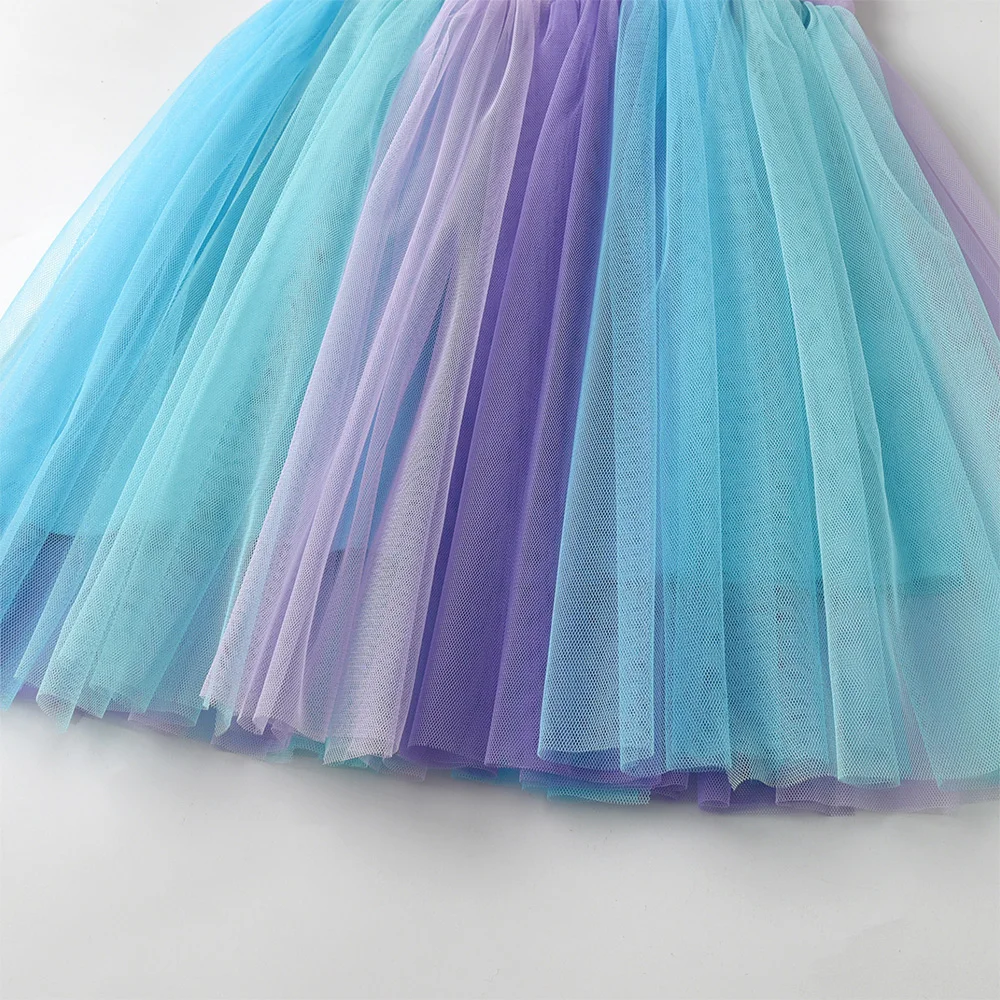 VIKITA Kinder Lila Meerjungfrau Cartoon Kleid Mädchen Trompetenärmel Prinzessin Mesh Tüll Geburtstag Party Schule Freizeitkleider Kinderkleidung – Detail 7