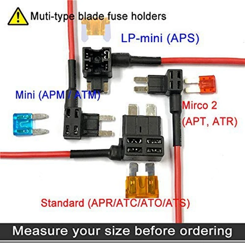 4 Types 12V Add-A-Circuit Adapter And Fuse Kit,Fuse Tap Fuse Holder With MICRO2 Mini ATC ATS Low Profile Tap Dapter