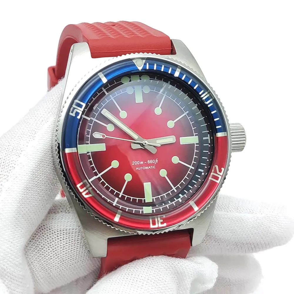 Newest Men\'s Red Automatic Mechanical Watch NH35 Movement High Quality Sapphire Glass Resin Bezel Casual Fashion Watch