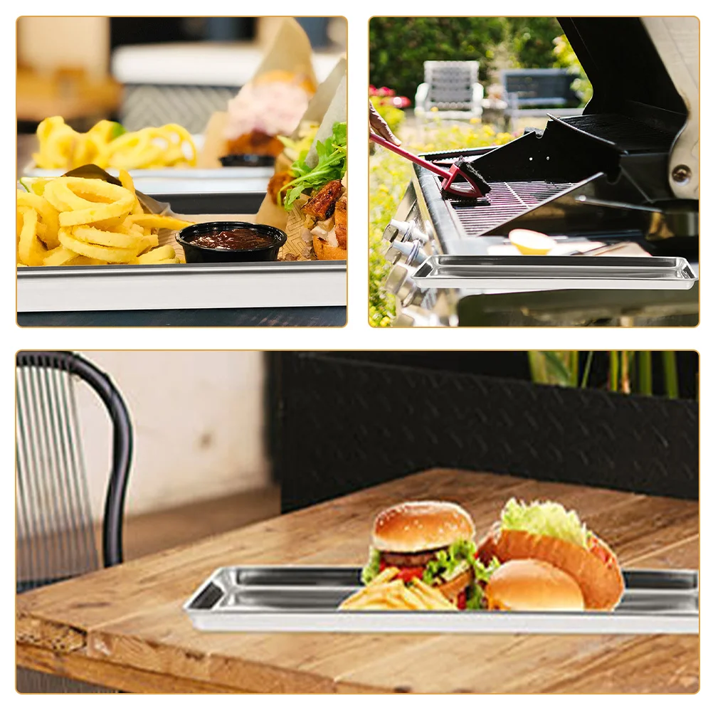 

2pcs Stainless Serving For Kitchen Table Hotel Breakfast Food Stainless Steel Trays For Coffee Table Coffee Tray