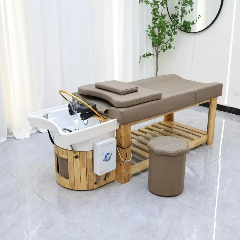 

Salon Solid Wooden Shampoo Bed Hair Washing Thai Massage Shampoo Bed Head Spa Shampoo Chair Bed for Salon Barbershop