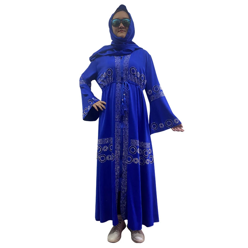 Ramadan Abaya Dubai Luxury Long Dresses  Eid Kaftan Zipper Strawstring Diamond Femme Muslim Woman African  Holiday Dress Kebaya