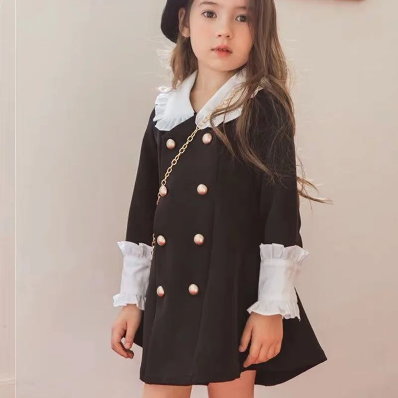 Parent Child Outfit Palace Style Dress 2025 Spring and Autumn New Fashionable Personalized Patchwork Cuffs Girls Dress