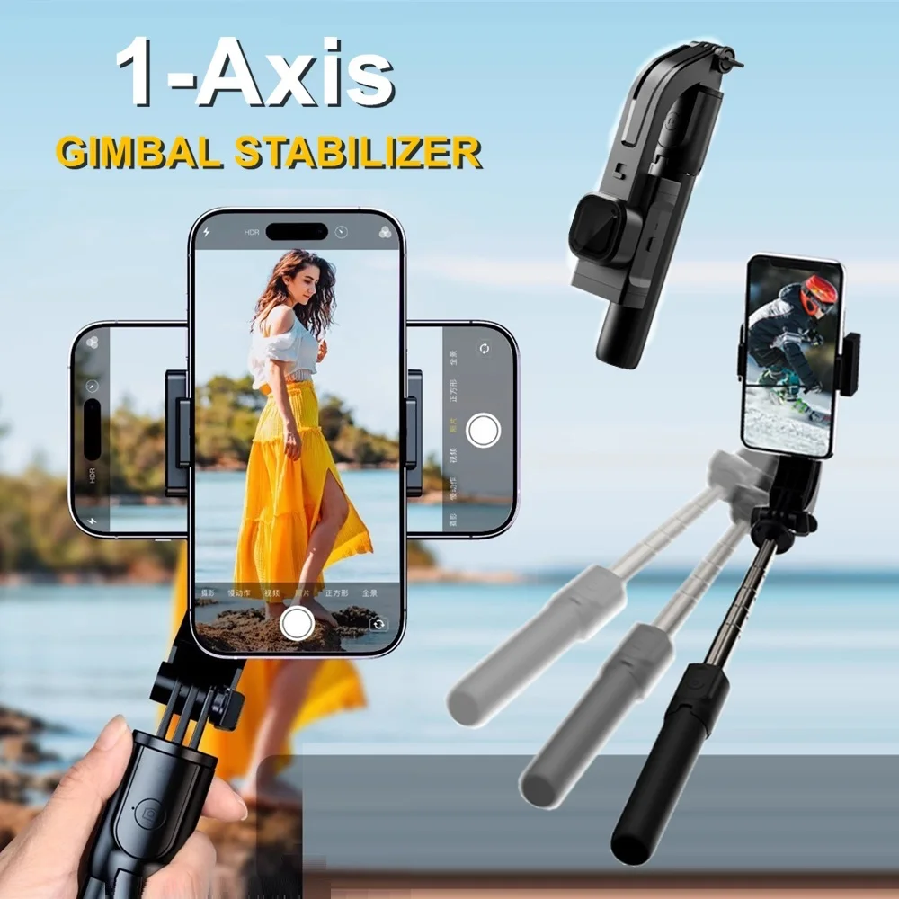 Foldable Handheld 1Axis Gimbal Smartphone Stabilizer Wireless Control Selfie Stick Tripod Stand for Mobile Anti Shake Vlog Video