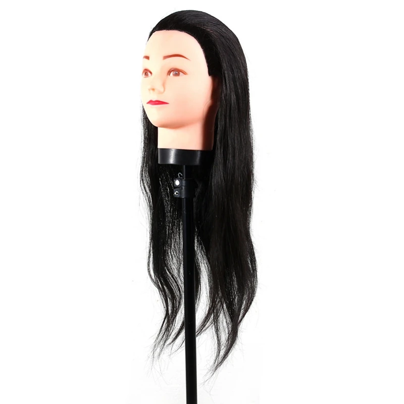 Mannequin Head 40cm Mannequin Head Long Black Hair Wigs Styling Training Practice Hairdressing Dolls