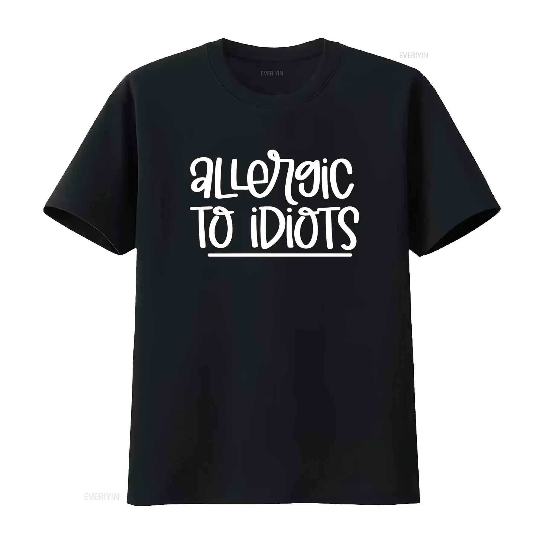 Allergic To Idiots Print Gray T Shirt for Fashion Casual vintage Washed Stylish Unisex Stretched Slightly homme Breathable