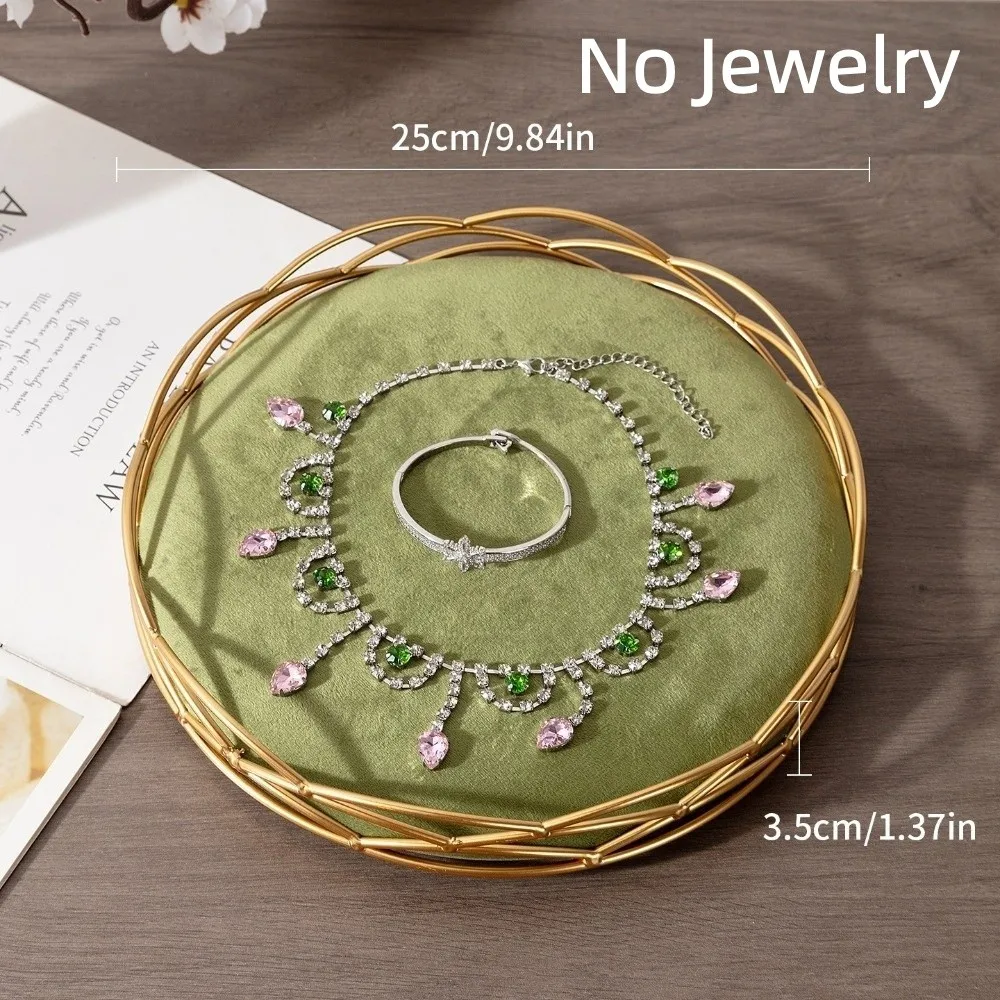 Storage Velvet Jewelry Display Stand Crown Shaped Elegant Jewelry Organizer Decorative Metal Base Jewelry Display Tray Boutique