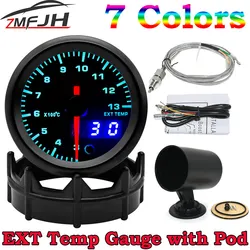 AD 7 Color Led Exhaust Gas Temperature Gauge 2'' 52mm Digital Exhaust Gas Temp Gauge EGT EXT Gauge Car Meter With Sensor