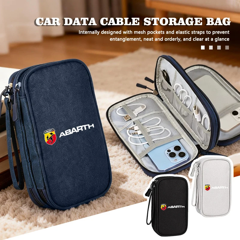 Bolsa de almacenamiento Digital portátil, organizador, bolsa de almacenamiento para cables de datos y carga de teléfono, para Abarth FR 124spider FIAT 500 Albea Astra Tipo