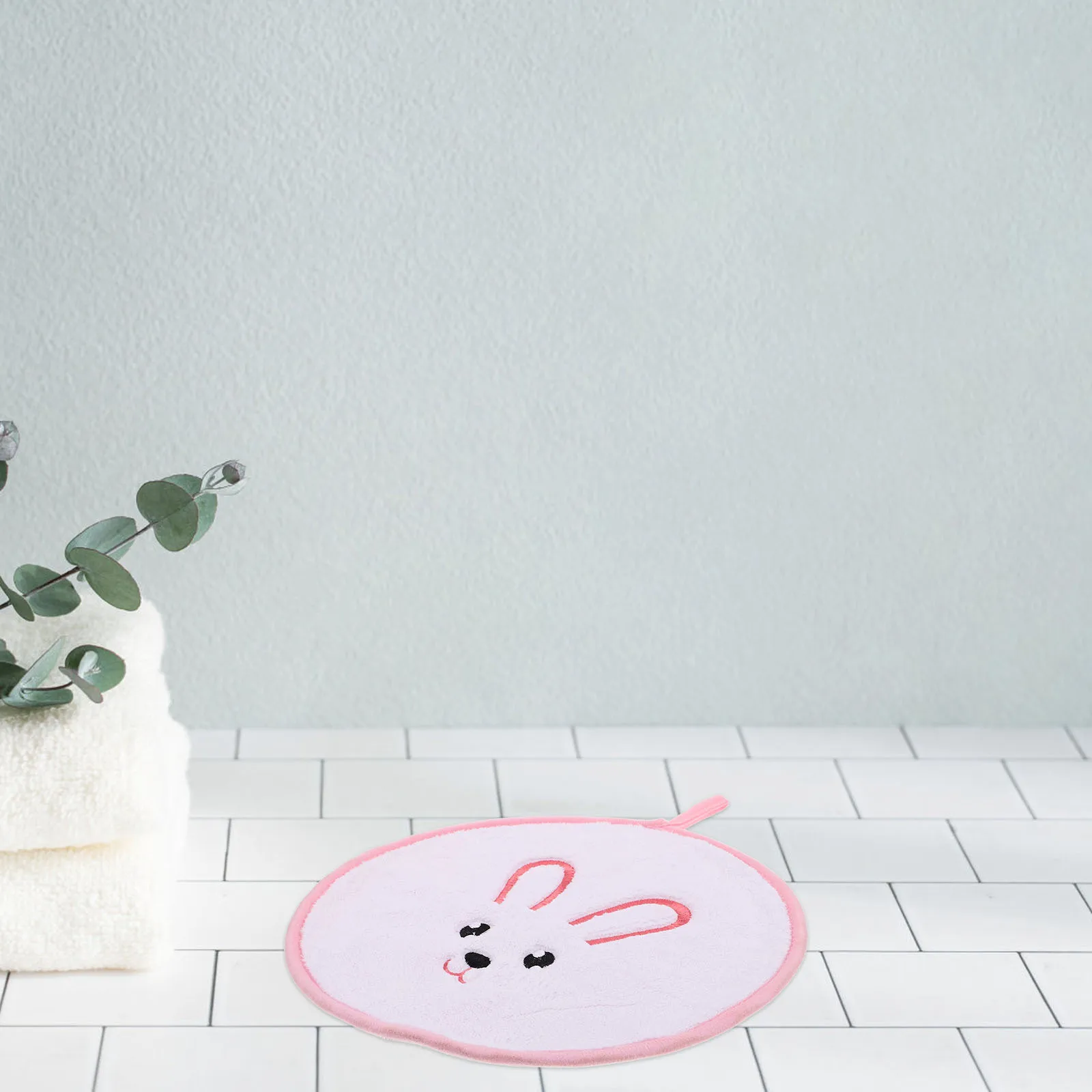 منشفة يد مطبوعة على شكل أرنب مع حلقة معلقة، قماش تنظيف فائق النعومة ماص للوجه والأيدي وحمام المطبخ