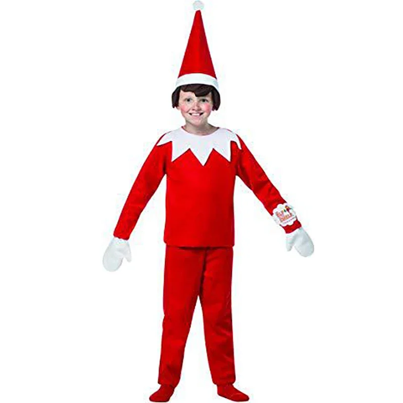 Família Elf vermelho Cosplay Traje, Roupa para pais e filhos, Fato de Natal, Adorável, Festa de Ano Novo, Adulto, Crianças