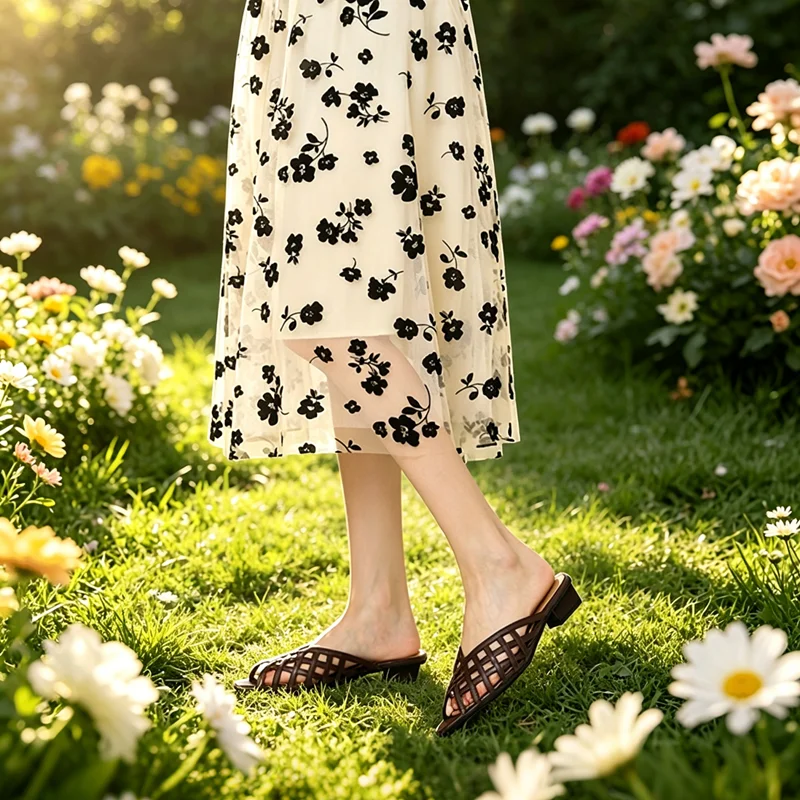 3cm 낮은 굽의 여성용 샌들, 사각형 앞코, 속이 빈 - Women Shoes Mules 리뷰 및 가격