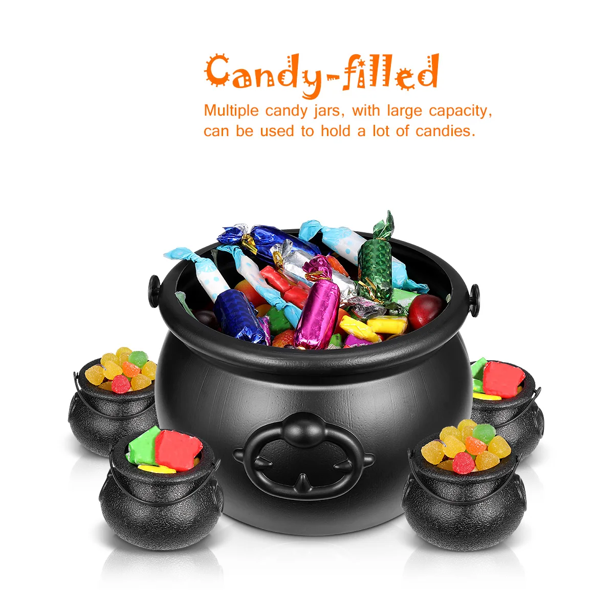 

12pcs Halloween Large Small Toys Halloween Candy Pot Decor Bucket Kids Party Candy Kettle Novelty Cauldron Witches Pot