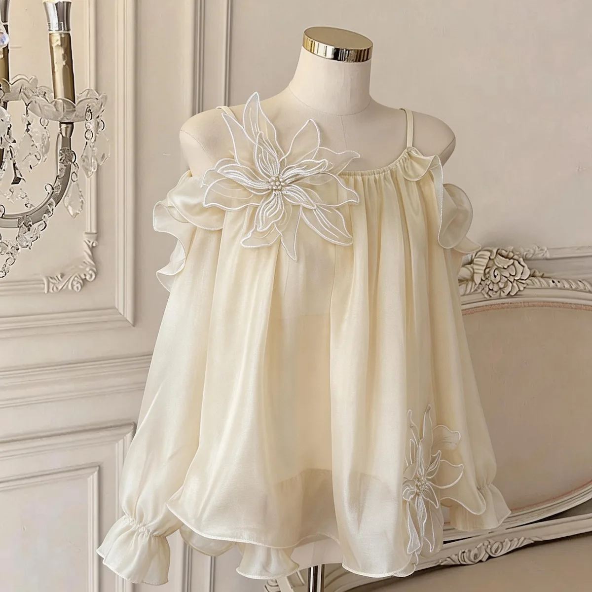 

Новая летняя женская свободная рубашка Pure Desire Fashion с 3D цветочным дизайном, повседневная шикарная рубашка в корейском стиле с длинными рукавами, миди-рубашка