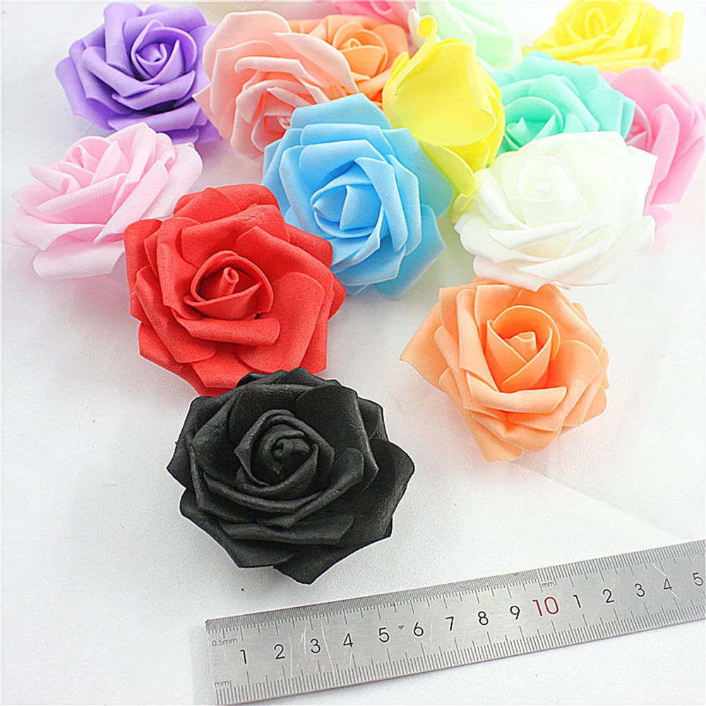 20/30/50Pcs 8CM Artificial PE Foam Rose Flowers Heads Bride Bouquet Flower For Wedding Party Decorative Scrapbooking DIY Flower