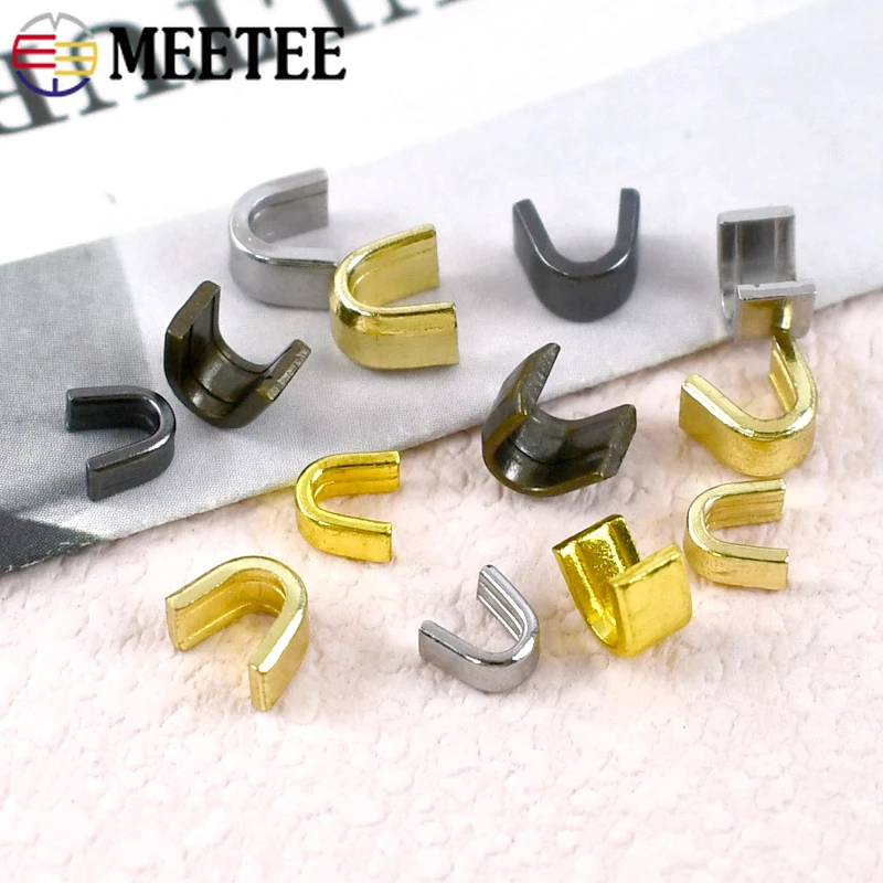 50g 3# 5# 8# 10# Meetee U-shaped Zipper Stopper Non-slip Zip End Lock Metal/Nylon/Resin Zips Tail Clip Repair Kit DIY Accessory