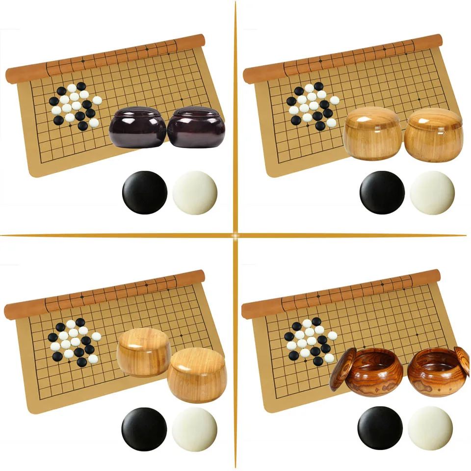 Plastic Go Game Chess Set 361 Chess Pieces 19 Road PU board Wooden or Bamboo Jar Board Game Chinese Old Game of Go Weiqi