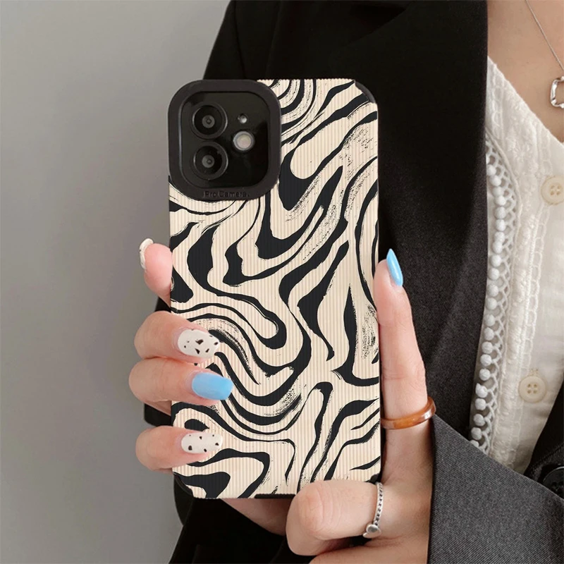 Etui na telefon Iphone 11 Pro Max 12 13 Iphone 14 Pro Max Max 15 Pro Max etui abstrakcyjna geometryczna Zebra