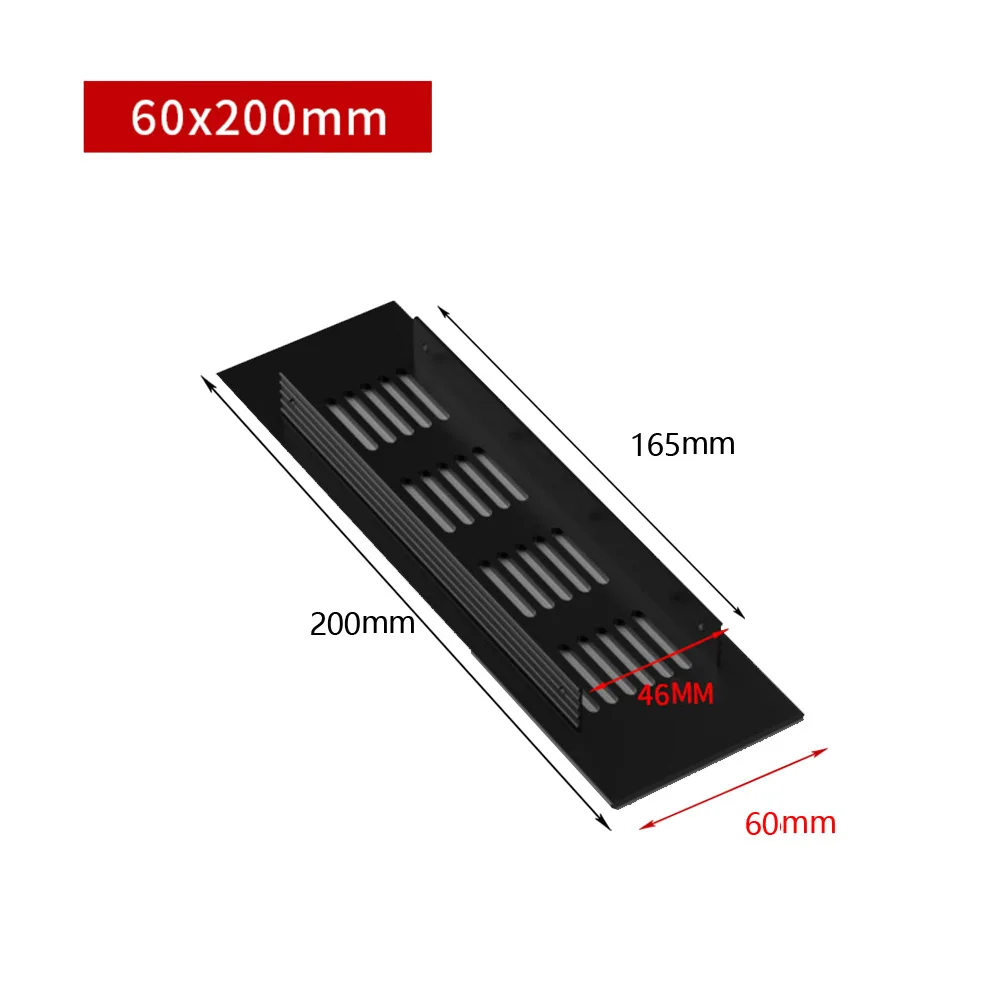 New Practical Ventilation Grille Air Vent Grille Wardrobe 60mm Aluminum Alloy For Wardrobes Ventilation-Cover Black