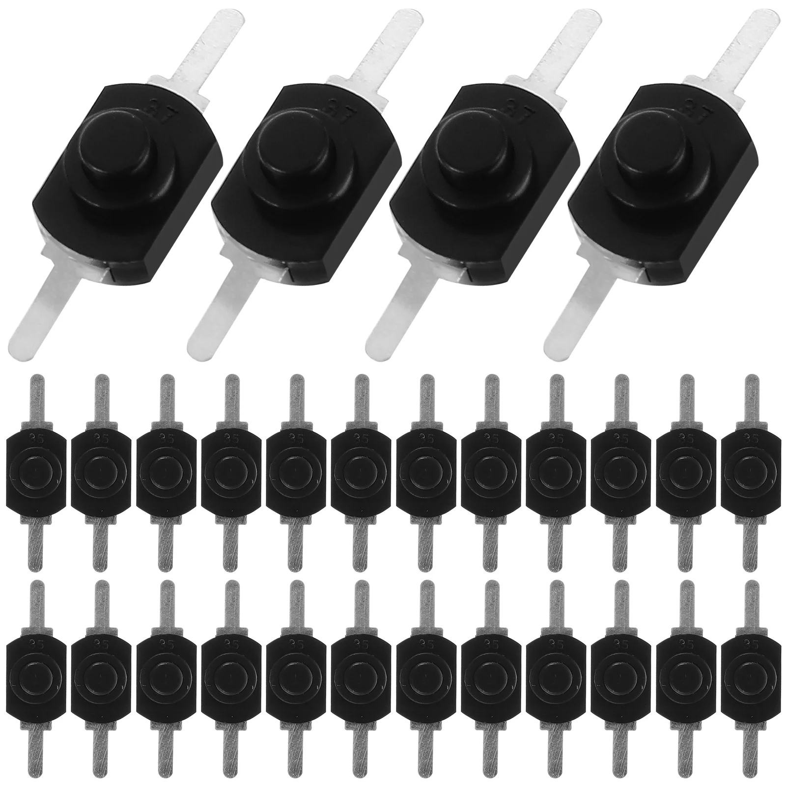 

50 Pcs Micro Switch Button The Flashlight ON-Off Black Push for Torch