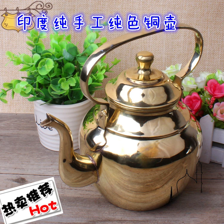 Handmade brassware brass carved milk teapot, restaurant kettle, cutlery