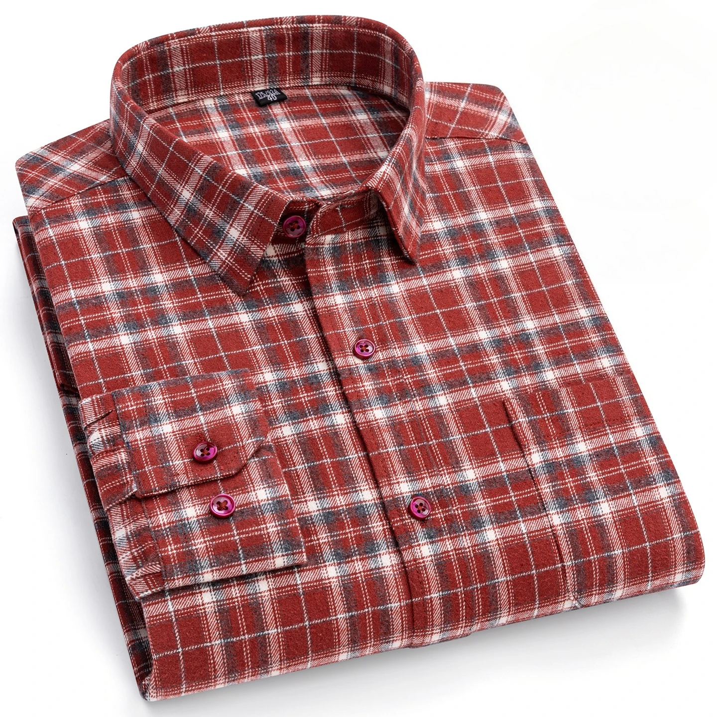 Plus size 7XL 100%cotton brushed long sleeve shirts for men slim fit casual shirt soft plaid single pocket tops vintage clothes
