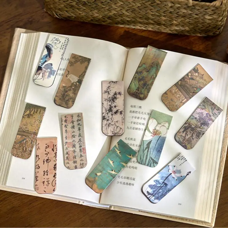 ที่คั่นหนังสือแม่เหล็กสไตล์วินเทจ4ชิ้นที่ใส่หนังสือหน้าหนังสือแม่เหล็กพับได้ของขวัญคุณครูนักอ่านหนังสือเครื่องเขียนเกาหลี