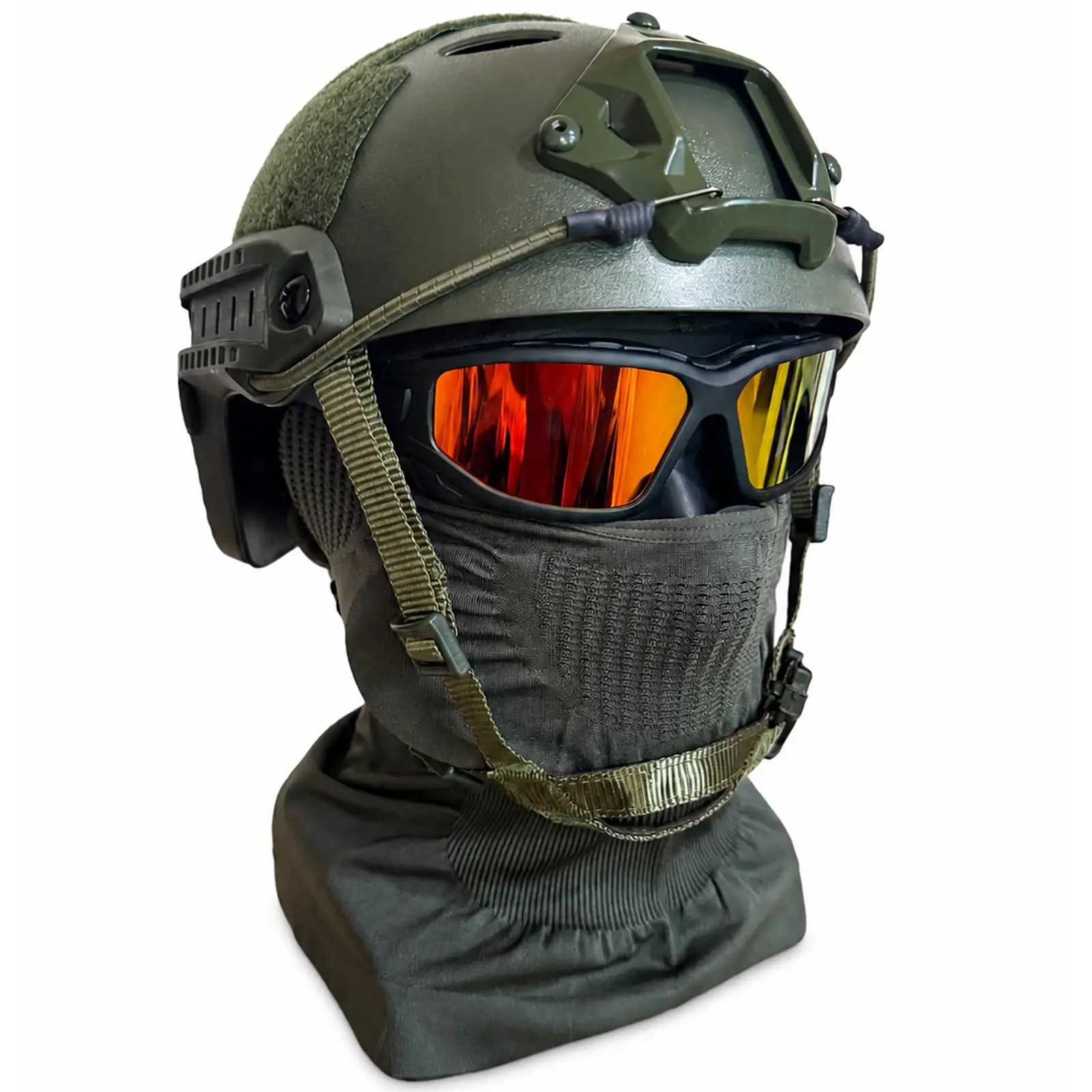 

Airsoft Tactical Helmet with Built-in Steel Mesh Mask 4-Lens Goggles Lightweight Outdoor Gear for Paintball Airsoft Training Cos
