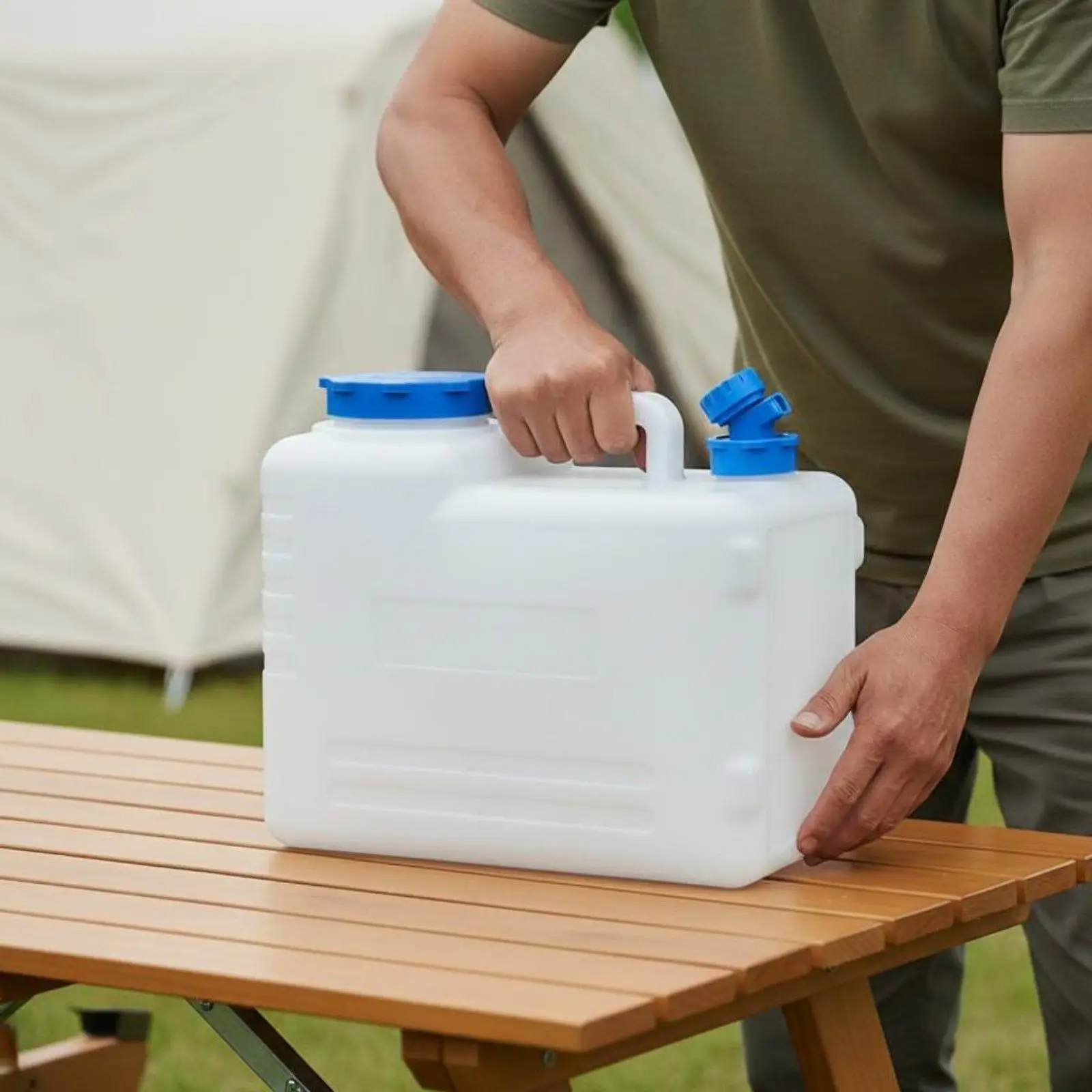 Outdoor Water Container PE Bucket with Faucet 15L Storage Tank for Camping Travel and Household Backup