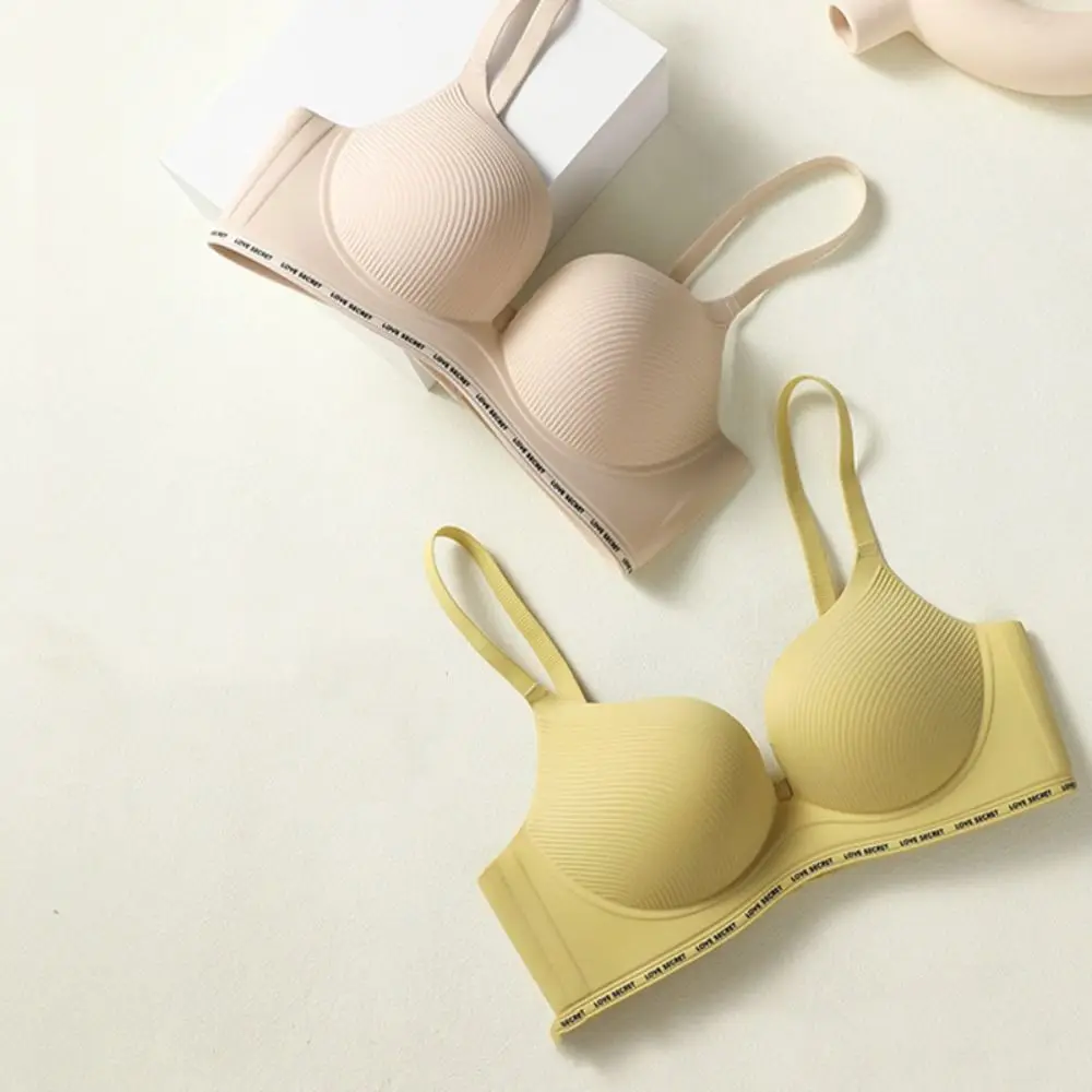 

English Letter Wireless Deep V Bra Close-fitting Anti-sagging Push Up Underwear Lingerie Gathered Breasts Seamless Bras Sport