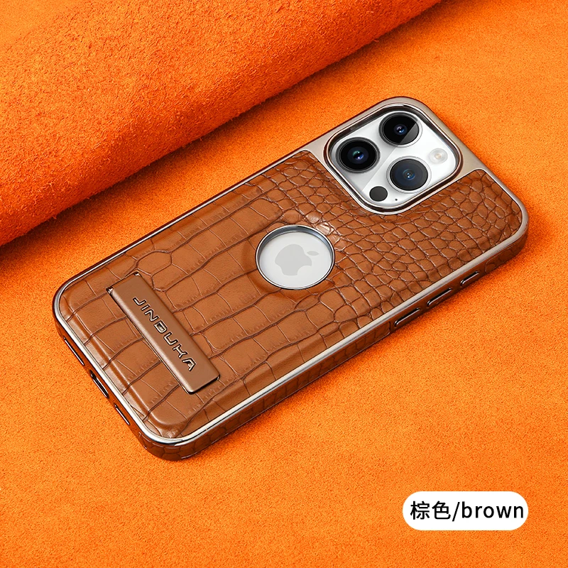 

Кожаный чехол для телефона с крокодиловым узором для iPhone 16, 15, 14, 13, 12, 11 Pro Max 16, 15, 14 Plus, невидимая магнитная задняя крышка с подставкой