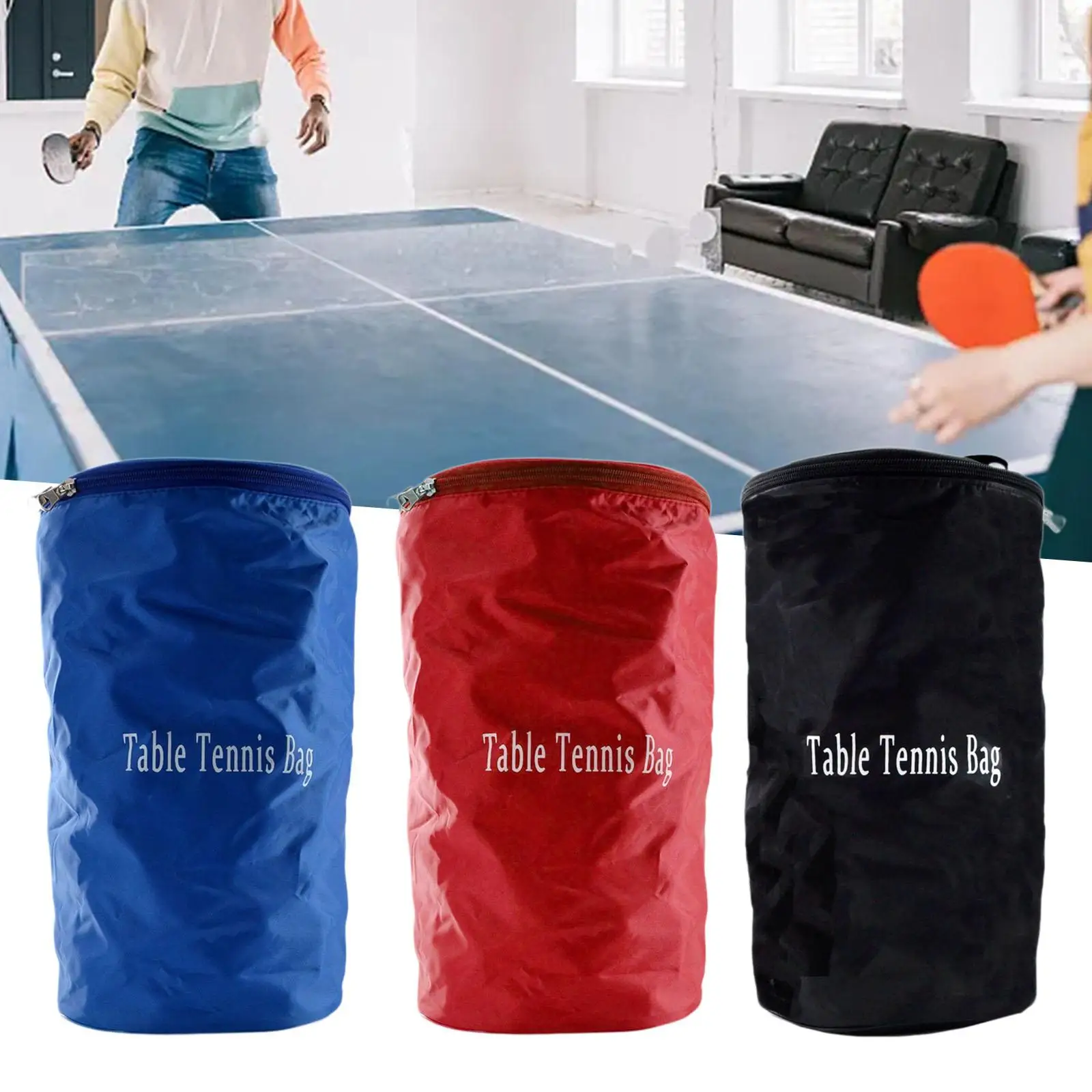 Table Tennis Bag Handbag Double Side Zipper Pouch Portable Multipurpose