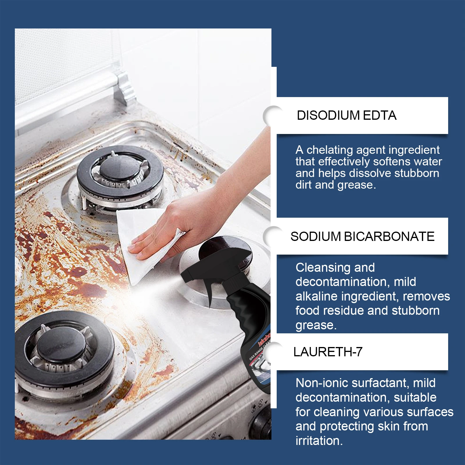 Gas Range Cleaner Degreaser Spray 120ml Heavy Duty Kitchen Degreaser for Stoves Grills Cookware No Irritation Cleaning Spray