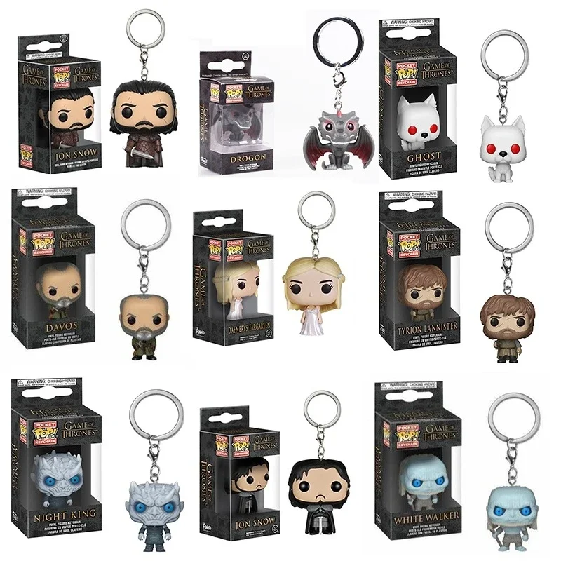 FUNKO POP Game of keychain Throne action figure Daenerys Figure Targaryen Jon Snow Tyrion Arya Stark Ghost Drogon action figure