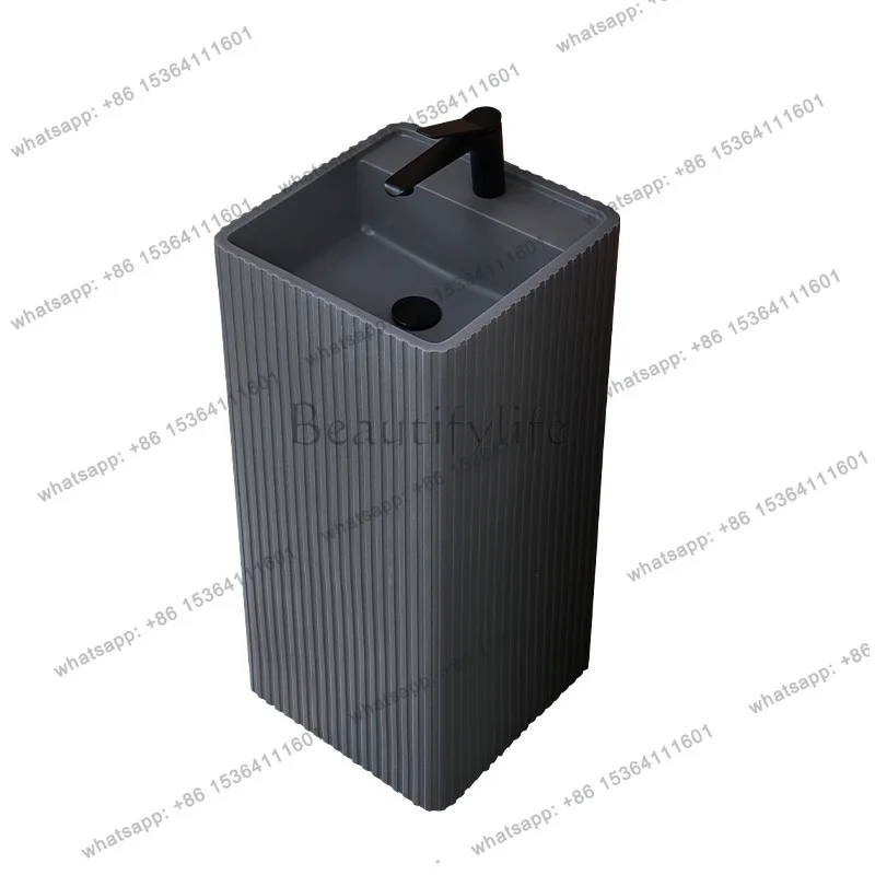 Bathroom column square sink vertical integrated cream creative column washbasin
