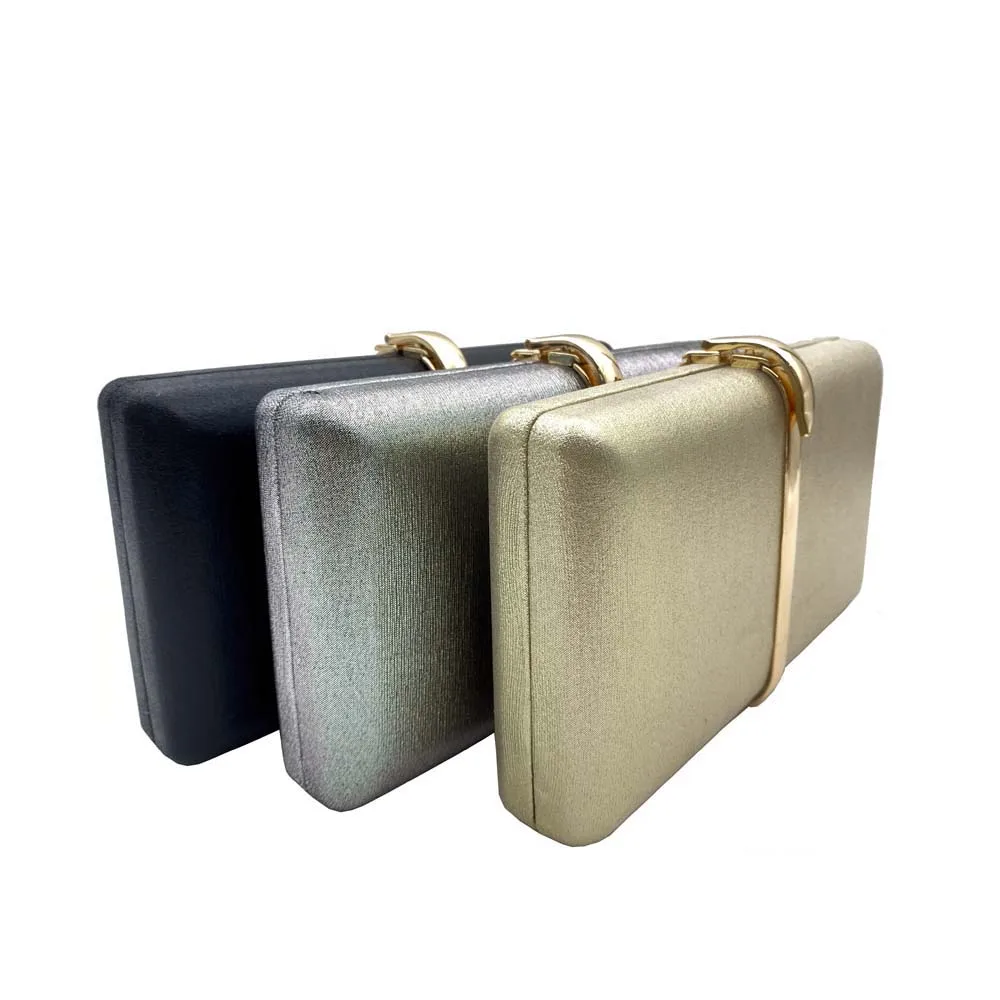 Vintage Black Gold And Silver Satin Silk Evening Clutches Metal Hasp Party Purse Women\'s Party Wallet Metal Chain Shoulder Bag