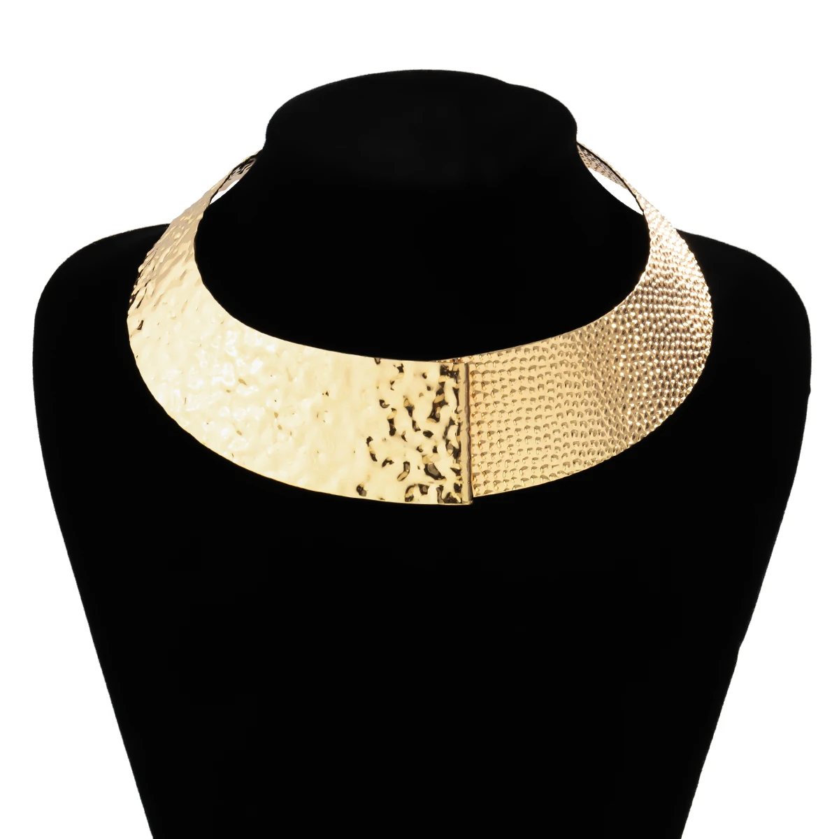 IngeSight.Z Punk Fold Metal Wire Open Chunky Choker Necklace Women Exaggerated Gold Color Torques Collar African Jewelry Summer