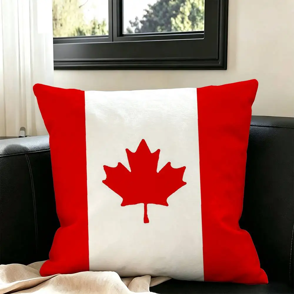 bb-Canada Flag Aesthetic  Square Double-Sided printed Pillow Case Bedroom Bedside Pillow Sofa Cushion Cover