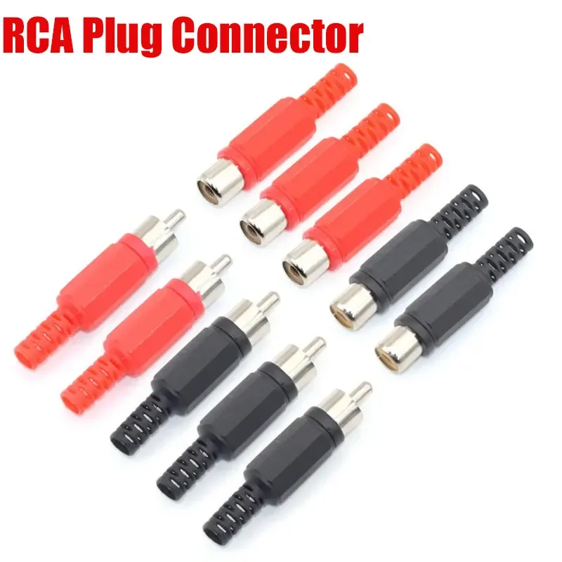 Red Black Welding RCA Plug Socket Male Female DC Soldering Terminal Connector Adapter for Speaker Video Audio Wire CCTV system