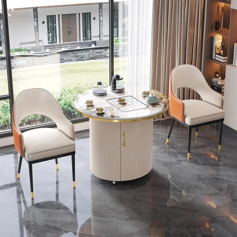 custom. [5578 People Collected] Balcony Tea Table and Chair Set 2025 New Model Home Small Tea Table Rock Slab Light Luxury Moder